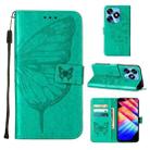 For Tecno Spark 10 4G / K15K Embossed Butterfly Leather Phone Case(Green) - 1