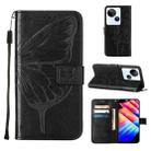 For Tecno Spark 10 5G / K18 Embossed Butterfly Leather Phone Case(Black) - 1
