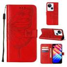 For Tecno Spark 10 5G / K18 Embossed Butterfly Leather Phone Case(Red) - 1