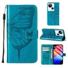 For Tecno Spark 10 5G / K18 Embossed Butterfly Leather Phone Case(Blue) - 1