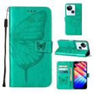 For Tecno Spark 10 5G / K18 Embossed Butterfly Leather Phone Case(Green) - 1