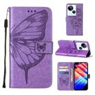 For Tecno Spark 10 5G / K18 Embossed Butterfly Leather Phone Case(Light Purple) - 1