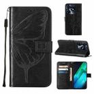 For Tecno Spark 10 Pro / Ki7 Embossed Butterfly Leather Phone Case(Black) - 1