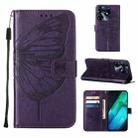 For Tecno Spark 10 Pro / Ki7 Embossed Butterfly Leather Phone Case(Dark Purple) - 1