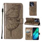 For Tecno Spark 10 Pro / Ki7 Embossed Butterfly Leather Phone Case(Grey) - 1