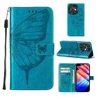 For Tecno Spark 10C / K15Q Embossed Butterfly Leather Phone Case(Blue) - 1