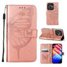 For Tecno Spark 10C / K15Q Embossed Butterfly Leather Phone Case(Rose Gold) - 1