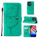 For Tecno Spark 10C / K15Q Embossed Butterfly Leather Phone Case(Green) - 1