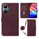 For Infinix Hot 30i / X669 Crossbody 3D Embossed Flip Leather Phone Case(Wine Red) - 1