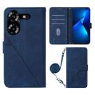 For Tecno Pova 5 4G / LH7N Crossbody 3D Embossed Flip Leather Phone Case(Blue) - 1