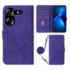 For Tecno Pova 5 4G / LH7N Crossbody 3D Embossed Flip Leather Phone Case(Purple) - 1