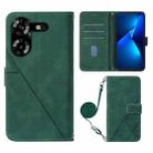 For Tecno Pova 5 4G / LH7N Crossbody 3D Embossed Flip Leather Phone Case(Dark Green) - 1