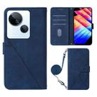 For Tecno Spark 10 5G / K18 Crossbody 3D Embossed Flip Leather Phone Case(Blue) - 1