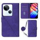 For Tecno Spark 10 5G / K18 Crossbody 3D Embossed Flip Leather Phone Case(Purple) - 1