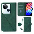 For Tecno Spark 10 5G / K18 Crossbody 3D Embossed Flip Leather Phone Case(Dark Green) - 1