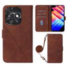 For Tecno Spark 10C / K15Q Crossbody 3D Embossed Flip Leather Phone Case(Brown) - 1