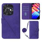 For Tecno Spark 10C / K15Q Crossbody 3D Embossed Flip Leather Phone Case(Purple) - 1