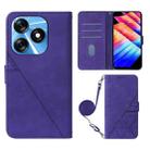 For Tecno Spark 10 4G / K15K Crossbody 3D Embossed Flip Leather Phone Case(Purple) - 1