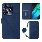 For Tecno Spark 10 Pro / Ki7 Crossbody 3D Embossed Flip Leather Phone Case(Blue) - 1