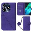 For Tecno Spark 10 Pro / Ki7 Crossbody 3D Embossed Flip Leather Phone Case(Purple) - 1