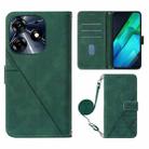 For Tecno Spark 10 Pro / Ki7 Crossbody 3D Embossed Flip Leather Phone Case(Dark Green) - 1