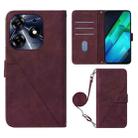 For Tecno Spark 10 Pro / Ki7 Crossbody 3D Embossed Flip Leather Phone Case(Wine Red) - 1