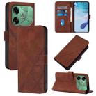 For Tecno Pova 6 4G Crossbody 3D Embossed Flip Leather Phone Case(Brown) - 1