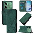 For Tecno Pova 6 4G Crossbody 3D Embossed Flip Leather Phone Case(Dark Green) - 1