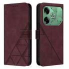 For Tecno Pova 6 4G Crossbody 3D Embossed Flip Leather Phone Case(Wine Red) - 2