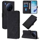 For Tecno Camon 40 Premier Crossbody 3D Embossed Flip Leather Phone Case(Black) - 1