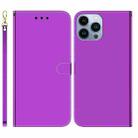 For iPhone 14 Pro Imitated Mirror Surface Leather Phone Case(Purple) - 1