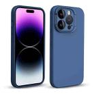 For iPhone 14 Pro Max Liquid Silicone Lens Holder Phone Case(Blue) - 1