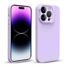 For iPhone 14 Pro Liquid Silicone Lens Holder Phone Case(Purple) - 1