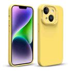 For iPhone 14 Liquid Silicone Lens Holder Phone Case(Yellow) - 1