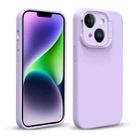 For iPhone 14 Liquid Silicone Lens Holder Phone Case(Purple) - 1