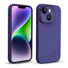 For iPhone 14 Liquid Silicone Lens Holder Phone Case(Dark Purple) - 1