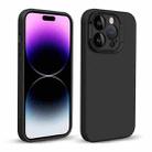 For iPhone 14 Pro Liquid Silicone Lens Holder MagSafe Phone Case(Black) - 1