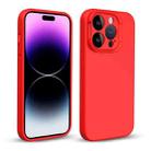 For iPhone 14 Pro MagSafe Liquid Silicone Lens Holder Phone Case(Red) - 1