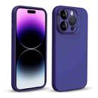 For iPhone 14 Pro MagSafe Liquid Silicone Lens Holder Phone Case(Dark Purple) - 1