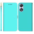 For OPPO A58 4G Imitated Mirror Surface Leather Phone Case(Mint Green) - 1