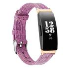 For Fitbit Inspire HR Nylon Canvas Strap Metal Connector Size: Small Size(Deep Purple) - 1