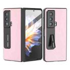 For Honor Magic Vs ABEEL Integrated Cowhide Texture PU Phone Case with Holder(Pink) - 1