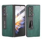 For Honor Magic Vs ABEEL Integrated Wood Texture PU Phone Case with Holder(Green) - 1