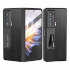 For Honor Magic Vs ABEEL Integrated Wood Texture PU Phone Case with Holder(Black) - 1