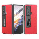 For Honor Magic Vs ABEEL Integrated Wood Texture PU Phone Case with Holder(Red) - 1