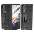 For Honor Magic Vs ABEEL Integrated Weave Plaid PU Phone Case with Holder(Black) - 1