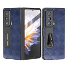 For Honor Magic Vs ABEEL Integrated Weave Plaid PU Phone Case with Holder(Blue) - 1