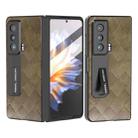 For Honor Magic Vs ABEEL Integrated Weave Plaid PU Phone Case with Holder(Green) - 1