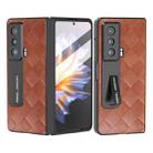 For Honor Magic Vs ABEEL Integrated Weave Plaid PU Phone Case with Holder(Brown) - 1