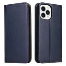 For iPhone 15 Pro Max Fierre Shann PU Genuine Leather Texture Phone Case(Blue) - 1